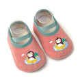 Penguin – pink grip sock-shoes with a penguin